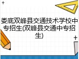 娄底双峰县交通技术学校中专招生(双峰县交通中专招生)