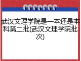 武汉文理学院是一本还是本科第二批(武汉文理学院批次)