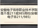 安徽电子信息职业技术学院是不是211或985高校(安徽电子非211/985)