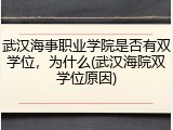 武汉海事职业学院是否有双学位，为什么(武汉海院双学位原因)