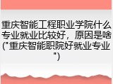 重庆智能工程职业学院什么专业就业比较好，原因是啥("重庆智能职院好就业专业")