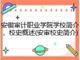 安徽审计职业学院学校简介，校史概述(安审校史简介)