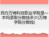 民办万博科技职业学院是一本吗录取分数线多少(万博学院分数线)