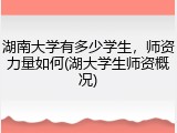 湖南大学有多少学生，师资力量如何(湖大学生师资概况)