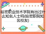哈密职业技术学院有出过什么知名人士吗(哈密职院知名校友)