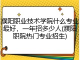 濮阳职业技术学院什么专业最好，一年招多少人(濮阳职院热门专业招生)