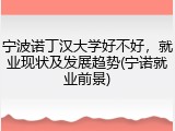 宁波诺丁汉大学好不好，就业现状及发展趋势(宁诺就业前景)
