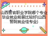 山西警官职业学院哪个专业毕业就业前景比较好(山西警院就业佳专业)