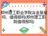郑州理工职业学院含金量量吗，值得报吗(郑州理工职院值得报吗)
