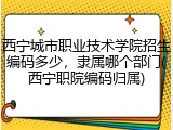 西宁城市职业技术学院招生编码多少，隶属哪个部门(西宁职院编码归属)