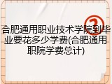合肥通用职业技术学院到毕业要花多少学费(合肥通用职院学费总计)