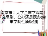 南京审计大学金审学院是什么级别，公办还是民办(金审学院性质级别)