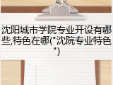 沈阳城市学院专业开设有哪些,特色在哪("沈院专业特色")