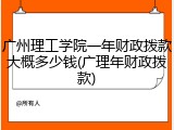 广州理工学院一年财政拨款大概多少钱(广理年财政拨款)