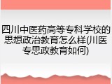 四川中医药高等专科学校的思想政治教育怎么样(川医专思政教育如何)