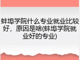 蚌埠学院什么专业就业比较好，原因是啥(蚌埠学院就业好的专业)