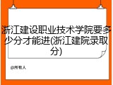 浙江建设职业技术学院要多少分才能进(浙江建院录取分)