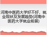 河南中医药大学好不好，就业现状及发展趋势(河南中医药大学就业前景)
