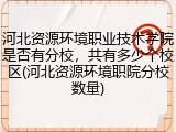 河北资源环境职业技术学院是否有分校，共有多少个校区(河北资源环境职院分校数量)