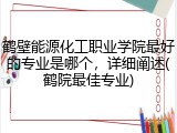 鹤壁能源化工职业学院最好的专业是哪个，详细阐述(鹤院最佳专业)