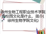 徐州生物工程职业技术学院的校园文化是什么，简介(徐州生物学院文化)