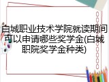 白城职业技术学院就读期间可以申请哪些奖学金(白城职院奖学金种类)