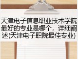天津电子信息职业技术学院最好的专业是哪个，详细阐述(天津电子职院最佳专业)