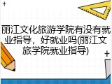 丽江文化旅游学院有没有就业指导，好就业吗(丽江文旅学院就业指导)