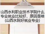 山西水利职业技术学院什么专业就业比较好，原因是啥(山西水院好就业专业)