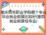 重庆商务职业学院哪个专业毕业就业前景比较好(重商就业前景佳专业)