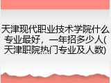 天津现代职业技术学院什么专业最好，一年招多少人(天津职院热门专业及人数)