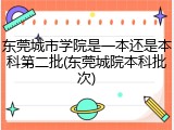 东莞城市学院是一本还是本科第二批(东莞城院本科批次)