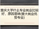 重庆大学什么专业就业比较好，原因是啥(重大就业优势专业)
