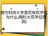 南方科技大学是否有双学位，为什么(南科大双学位原因)