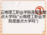 云南理工职业学院是国家重点大学吗("云南理工职业学院是重点大学吗")