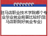驻马店职业技术学院哪个专业毕业就业前景比较好(驻马店职院好就业专业)