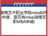 湖南艺术职业学院mba如何申请，是否有mba(湖南艺职MBA申请)