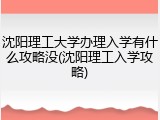 沈阳理工大学办理入学有什么攻略没(沈阳理工入学攻略)