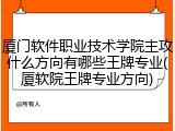 厦门软件职业技术学院主攻什么方向有哪些王牌专业(厦软院王牌专业方向)