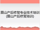 眉山产后修复专业技术培训(眉山产后修复培训)