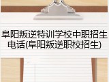 阜阳叛逆特训学校中职招生电话(阜阳叛逆职校招生)