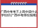广西中考考不上高中读什么学校好(广西中考择校指南)