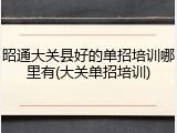 昭通大关县好的单招培训哪里有(大关单招培训)