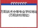 万阳武术中等专业学校地址(万阳武校地址)
