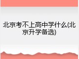 北京考不上高中学什么(北京升学备选)