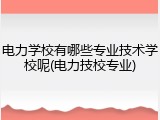电力学校有哪些专业技术学校呢(电力技校专业)