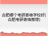 合肥哪个考研寄宿学校好(合肥考研寄宿推荐)