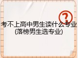 考不上高中男生读什么专业(落榜男生选专业)