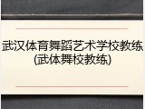 武汉体育舞蹈艺术学校教练(武体舞校教练)