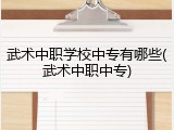 武术中职学校中专有哪些(武术中职中专)